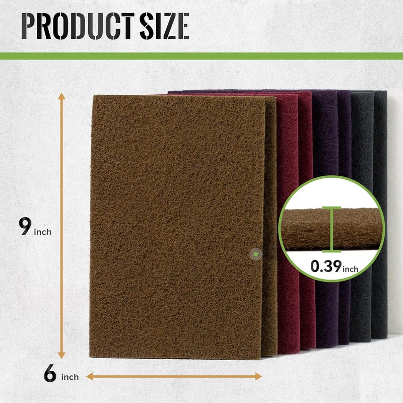 SANDPROX Scuff Pad 6” x 9” Scuff Pads,2 Each of Maroon&Grey&Gold&Purple&White,Scuff Pads for Paint Prep, Total 10PCS,Aluminum Oxide Abrasive Pads for Scuffing,Surface Adhesion Preparation,Cleaning - Image 2